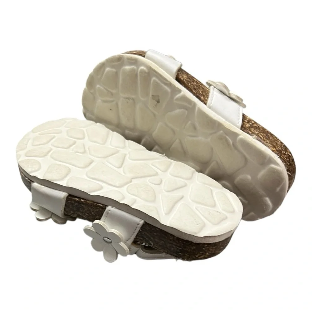Giulia Palai White Floral Leather/Cork Sandals Size 7 Toddler